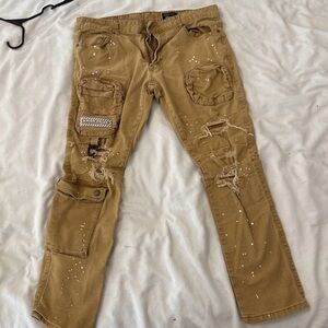 Grindhouse Denim Military Style Molle Pouch Cargo Pants Jeans Men's Size 40x32